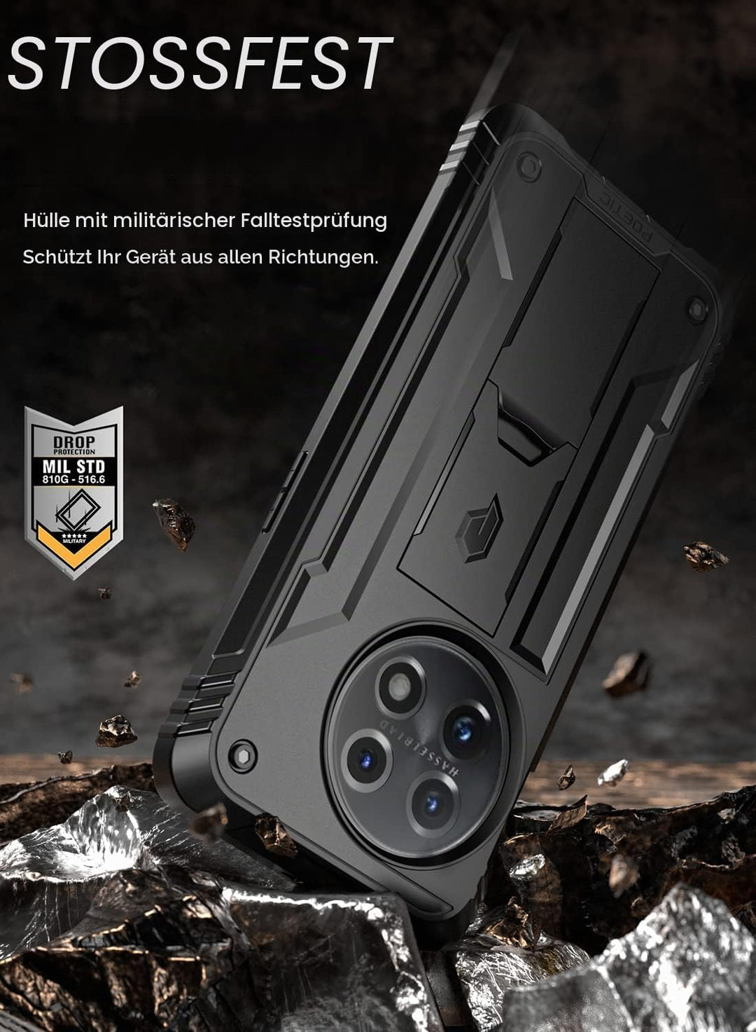 Poetic Revolution Hülle Kompatibel mit OnePlus 11 5G 6,7 Zoll, Ganzkörper Schutzhülle mit Ständer un
