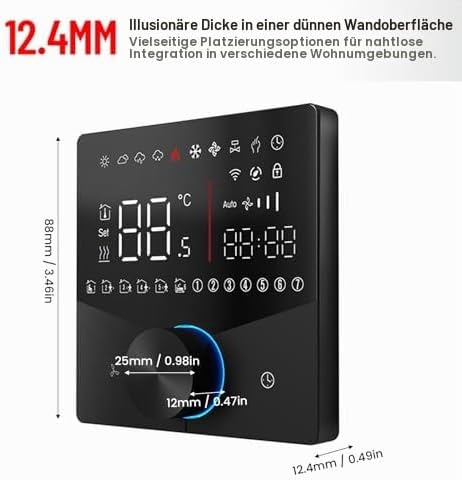 Smart WLAN Thermostat for Heating &amp; AC – Programmable 5+2 Day Schedule with 6 Time Slots, Compatible