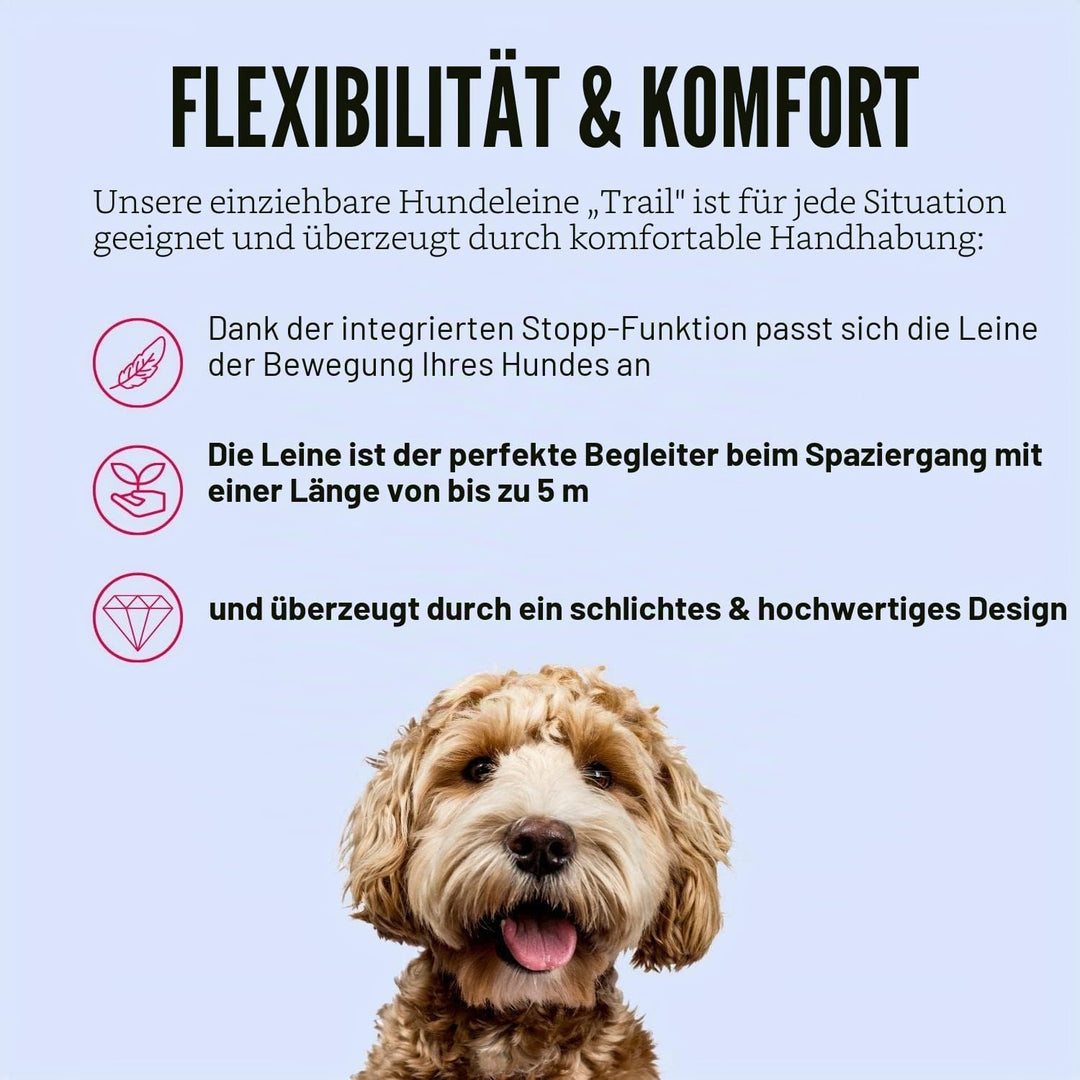 KONG ausrollbare Hundeleine "Trail" I hochwertige Rollleine mit Break & Lock System I lange Leine fü