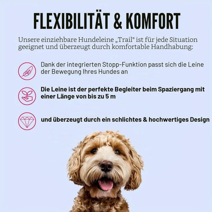 KONG ausrollbare Hundeleine "Trail" I hochwertige Rollleine mit Break & Lock System I lange Leine fü