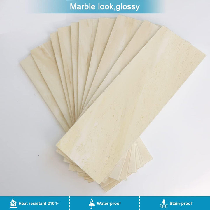 BeNice Selbstklebende Wandfliesen aus Marmor, U-Bahn-Fliesen, selbstklebende Wandfliesen, Spritzschu