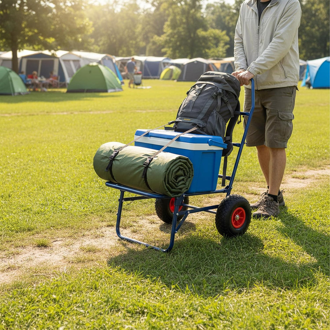 Relaxdays Transportwagen, klappbarer Rollwagen, HBT: 102x50x37 cm, luftbereift, bis 80 kg, Lastenwag