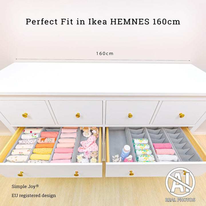SIMPLE JOY® HEMNES DOUBLE Organizer für ikea HEMNES 160cm Doppelkommode, Schadstoffgeprüft, DAS ORIG