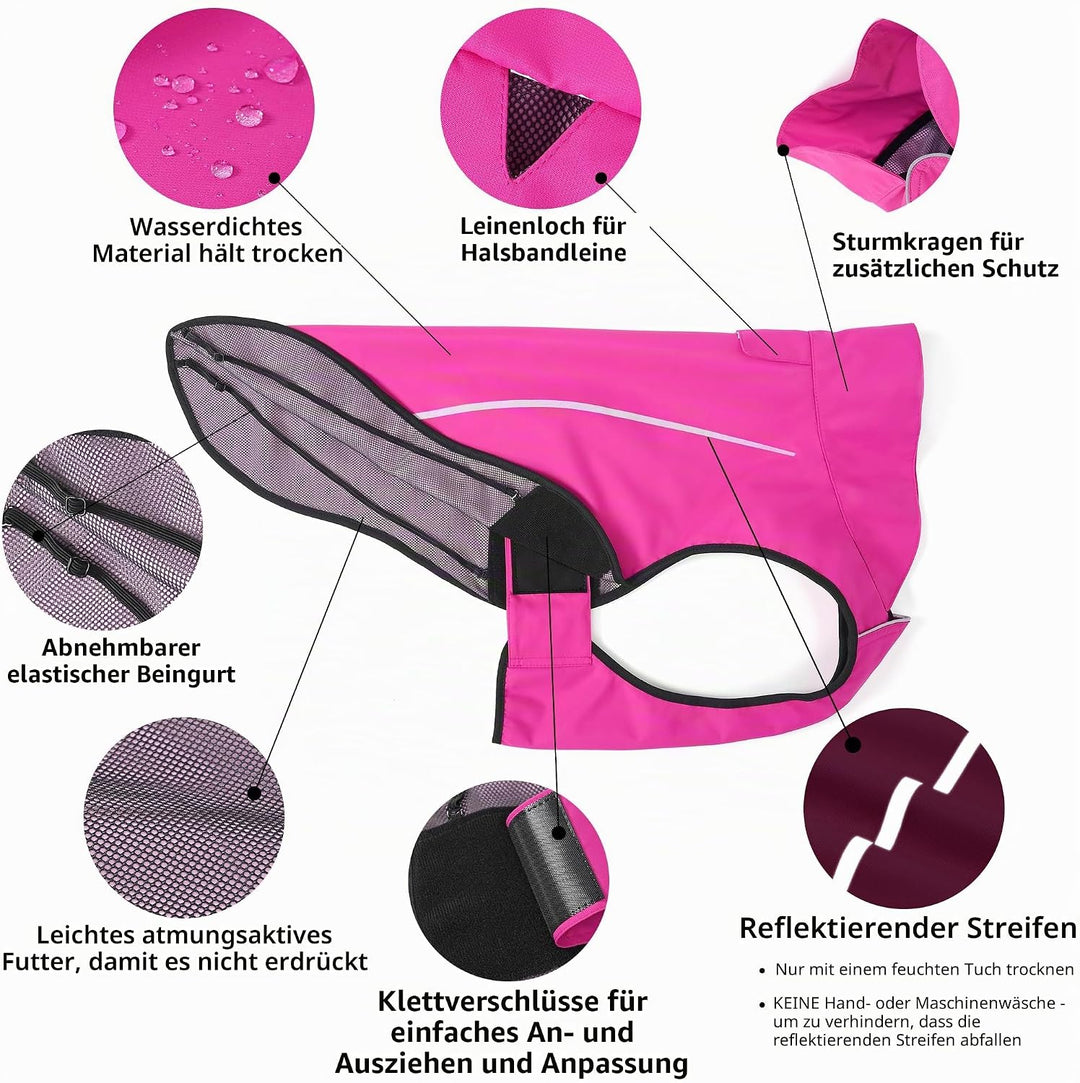 Mile High Life Hunderegenmantel Einstellbare wasserdichte Haustierkleidung Leichte Regenjacke mit re