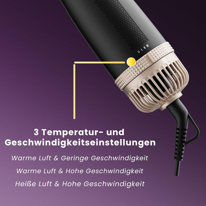 Rotierende Warmluftbürste, 3-in-1 Rundbürstenföhn mit 3 Köpfen zum Trocknen Styling Voluminierend Cu