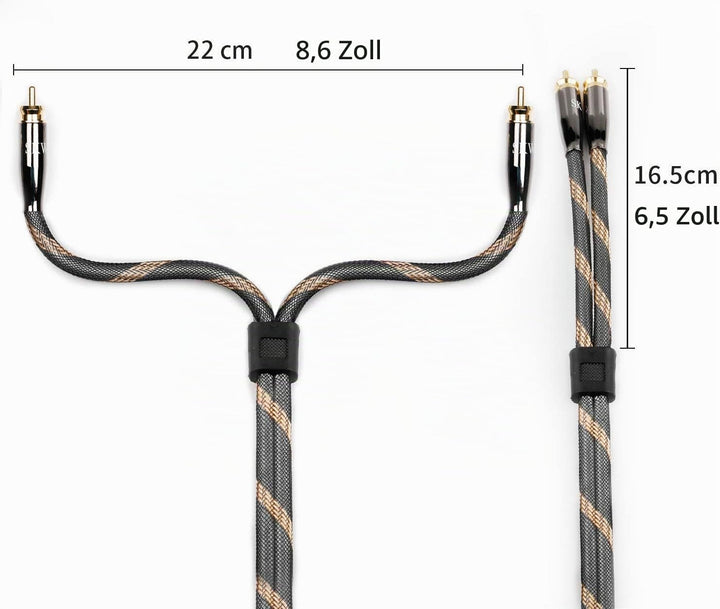 SKW Audiophiles Cinch Audio Kabel, 2 x Cinch zu 2 x Cinch Kabel mit OD 6mm Audiophile Cinch-Kabel (3