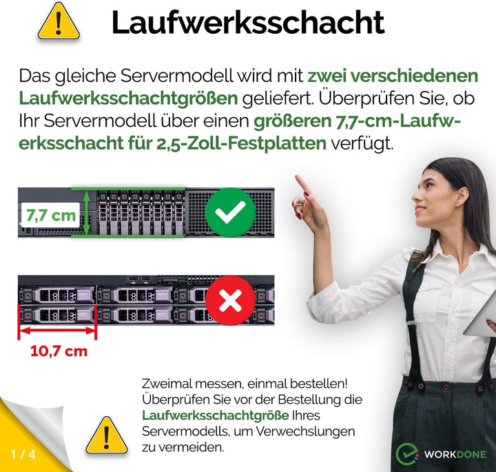 WORKDONE 12er-Pack 2,5 Zoll Laufwerk Caddy - Kompatibel für Dell PowerEdge Servern - T440 T640 R430