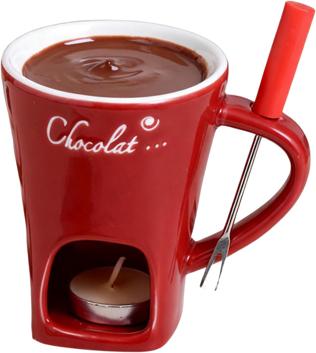 Schokoladen Schmelz Tasse - Keramik Schokoladen Schmelztopf Mit Gabel,Kleine Käse Butter Fondue Tass