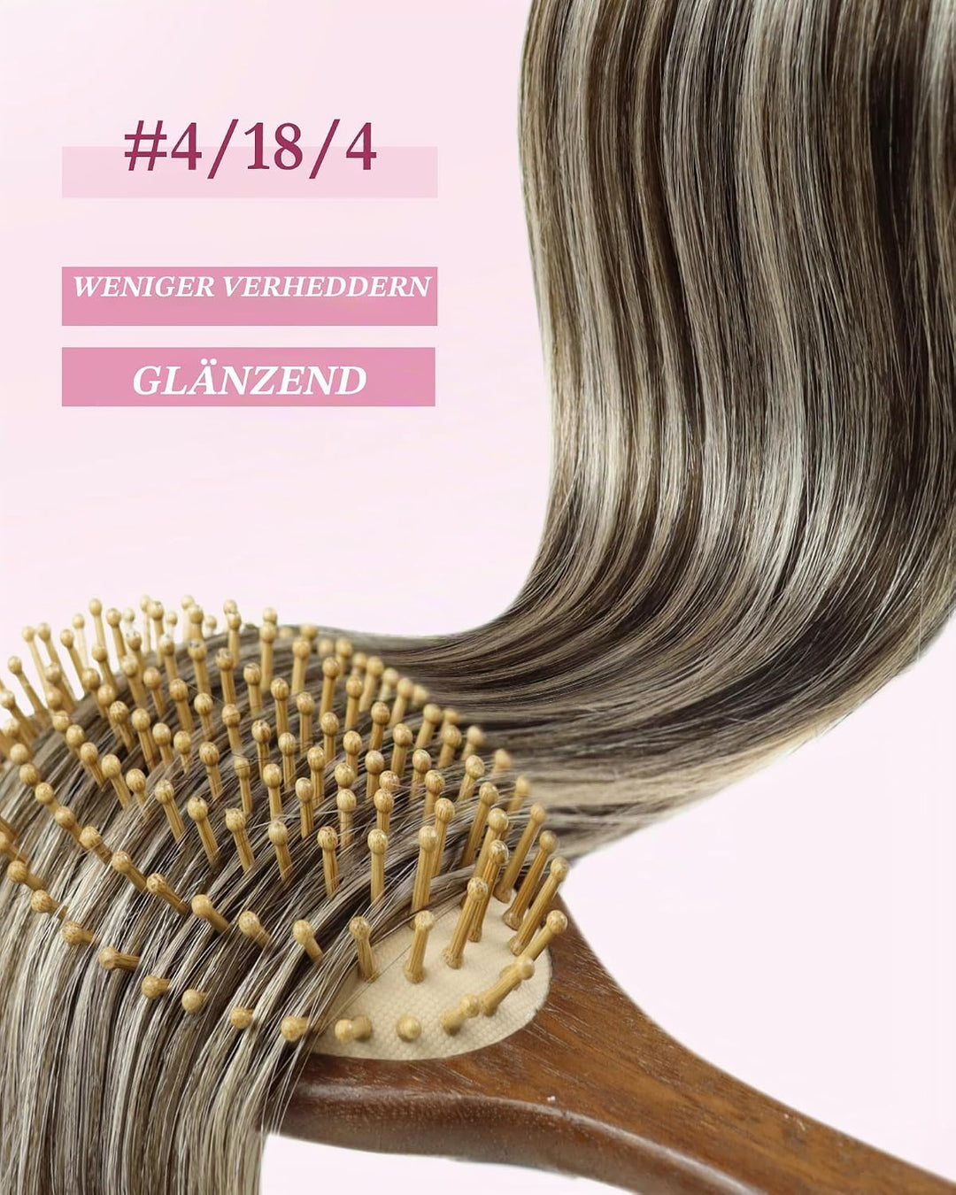 YoungSee Extensions Echthaar Microring Ombre 60cm,Micro Ring Hair Extensions Braun Ombre Aschblond,M