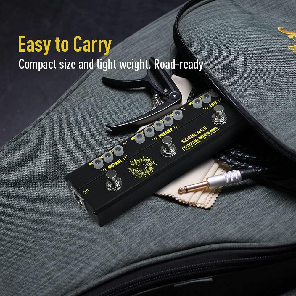 SONICAKE Multi Effektpedal Bass preamp Vorverstärker DI Box Multi Effektpedal mit Compressor Boost F