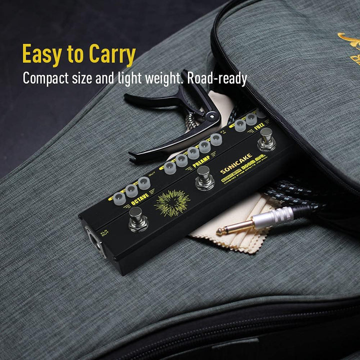 SONICAKE Multi Effektpedal Bass preamp Vorverstärker DI Box Multi Effektpedal mit Compressor Boost F