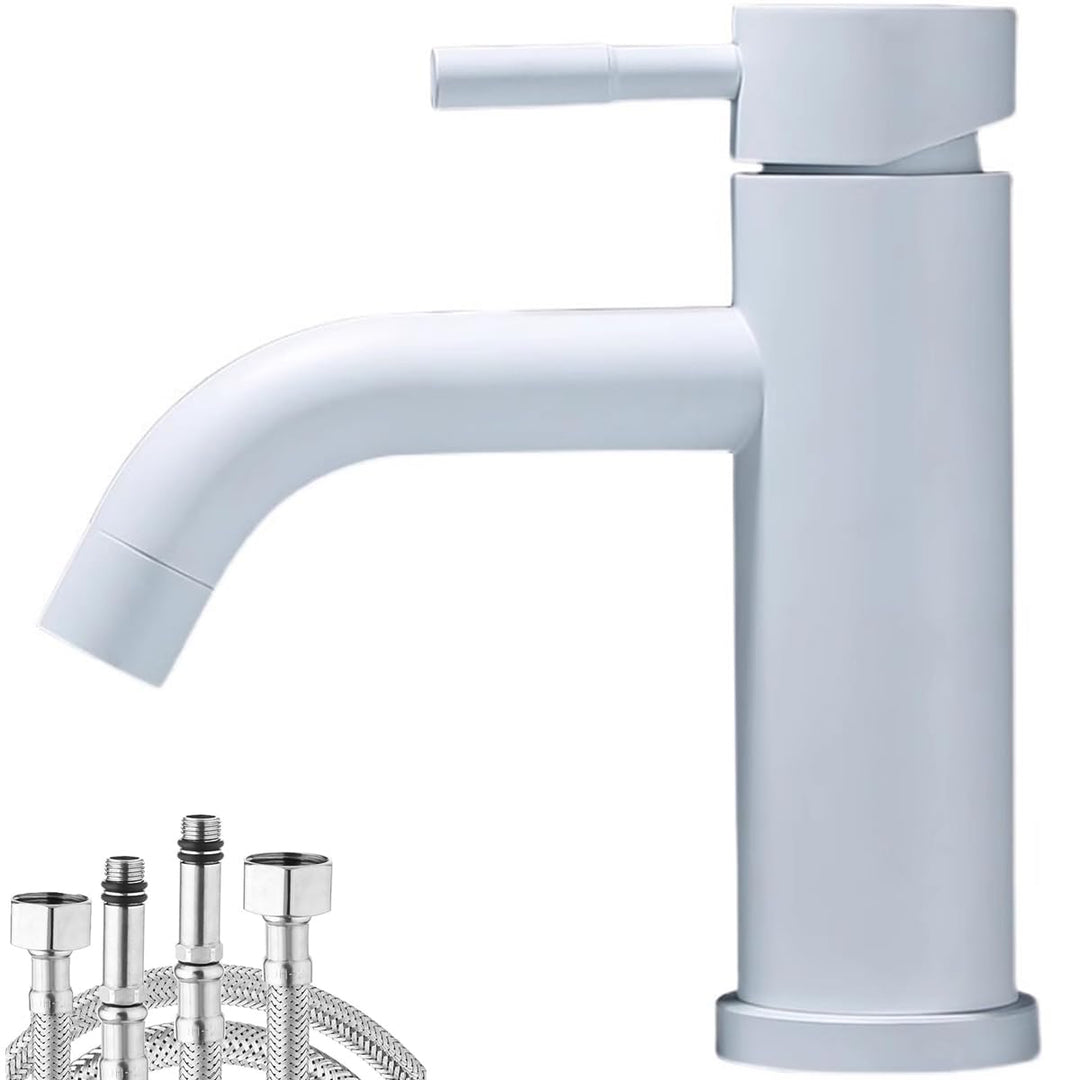Weisse Farbe Edelstahl Armaturen Badezimmer Mischbatterie Becken Waschbecken Wasserhahn