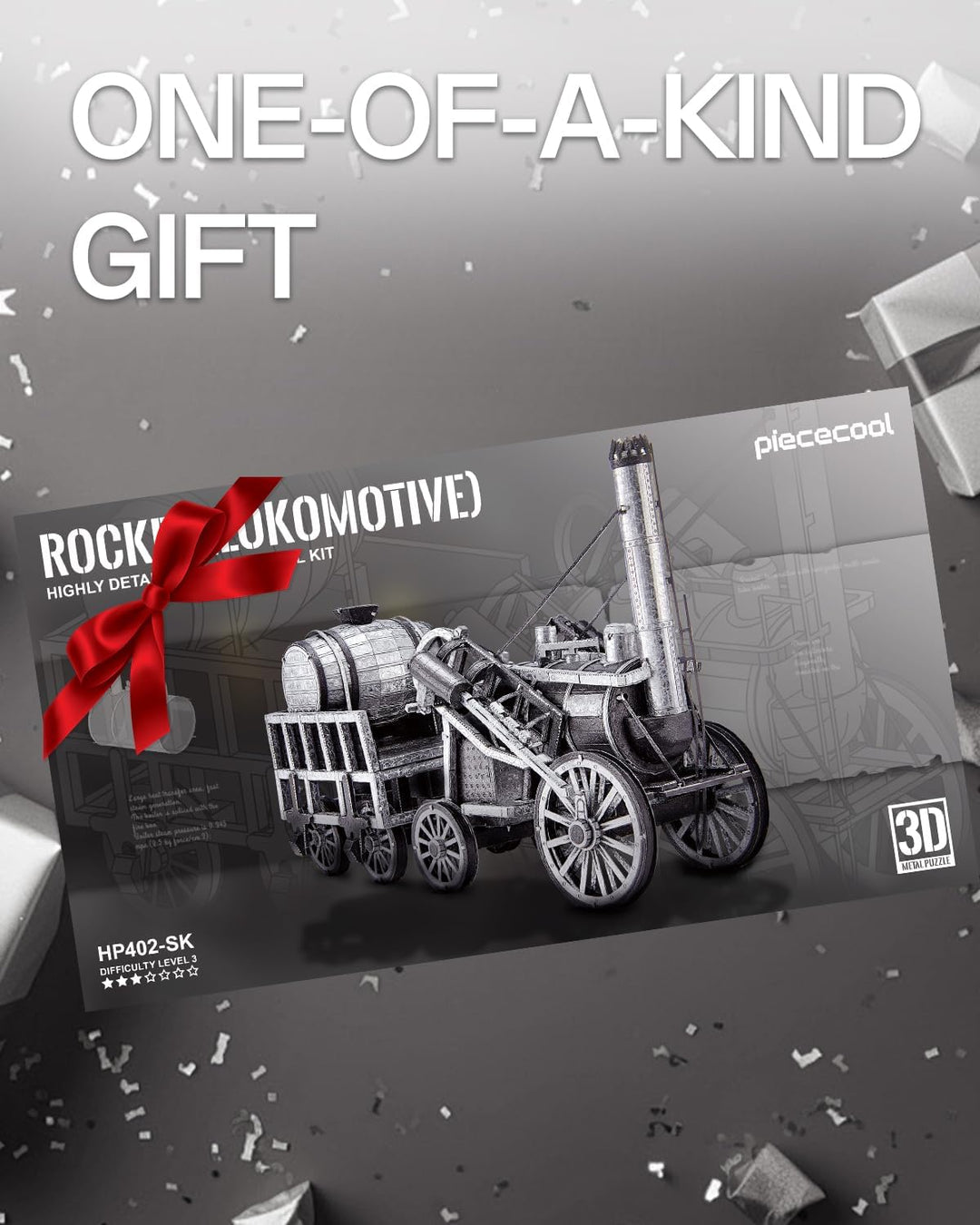 Piececool 3D Puzzle Metall Raketendampflokomotive, Klassischer Transport Handwerk Modellbausätze Ede