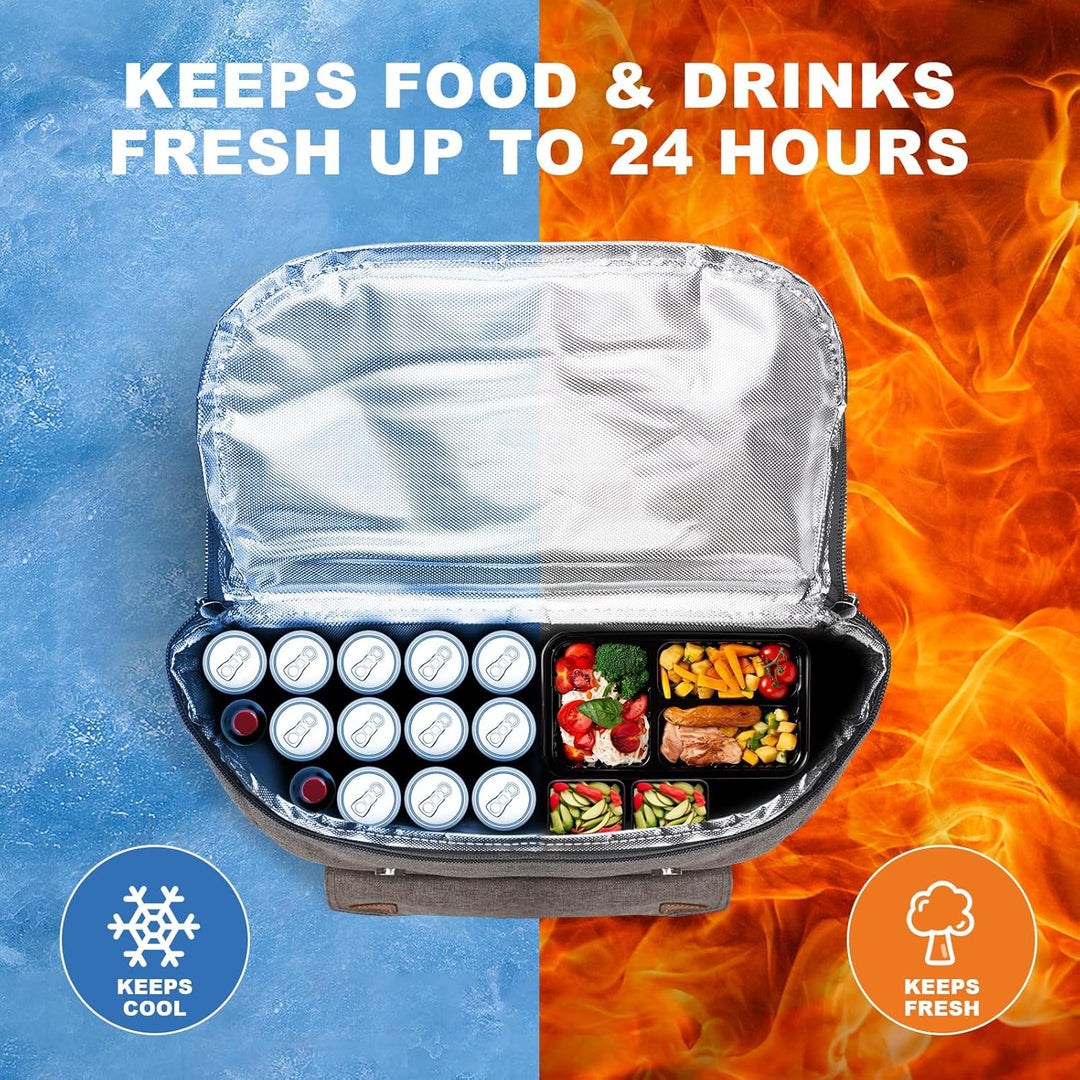 HappyPicnic Isolierter Picknickrucksack mit geräumigem Kühlfach, Flaschenhaltern und grossem wasserd