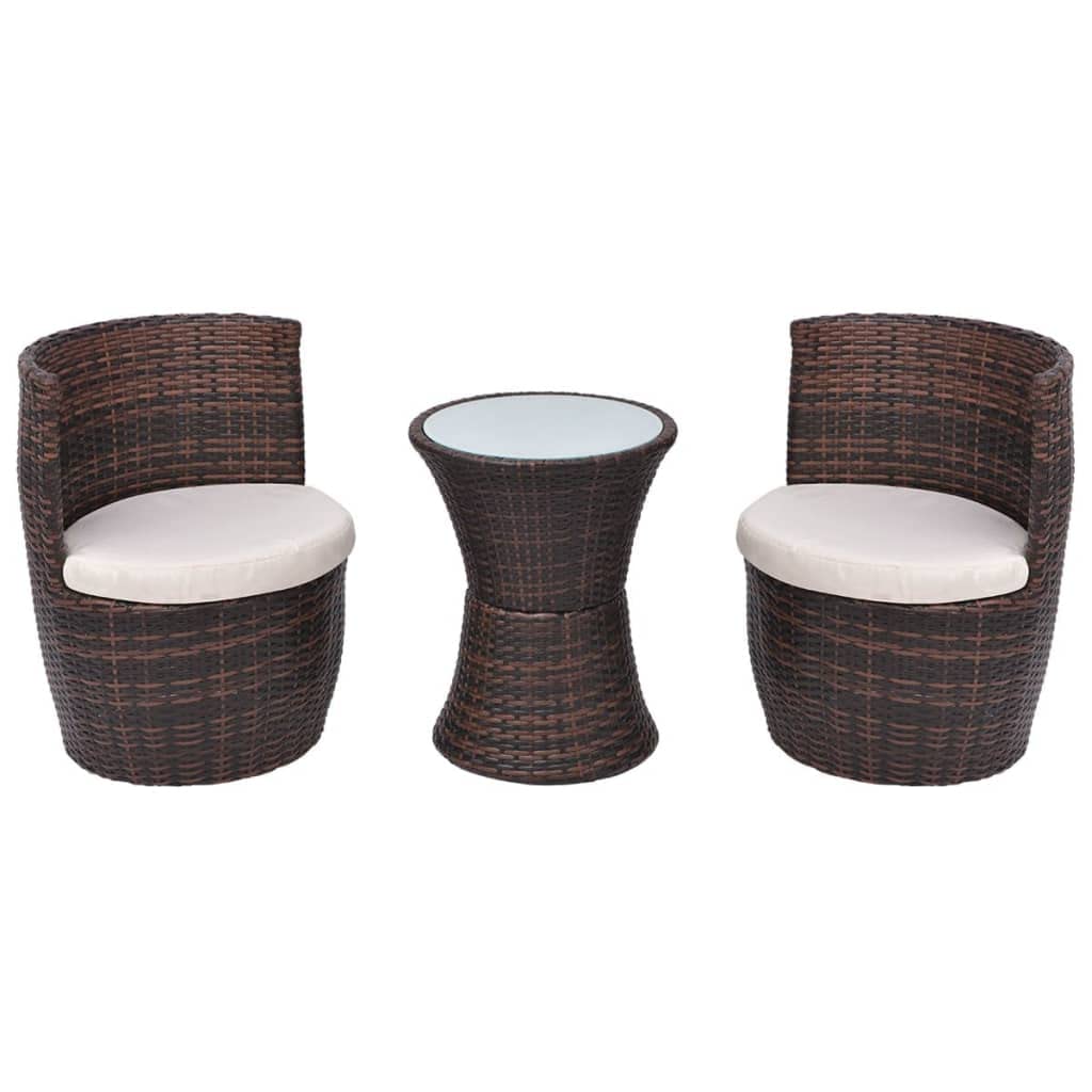 vidaXL Gartenmöbel 5-TLG. Poly Rattan Bistroset Balkonset Balkonmöbel Garnitur Braun, Braun