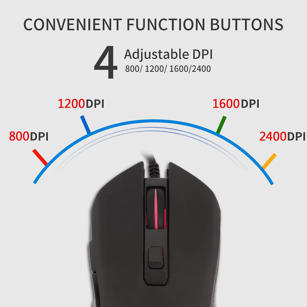 IULONEE Kabelgebundene Gaming-Maus USB C geräuscharmes Klicken 7 Farben Hintergrundbeleuchtung optis