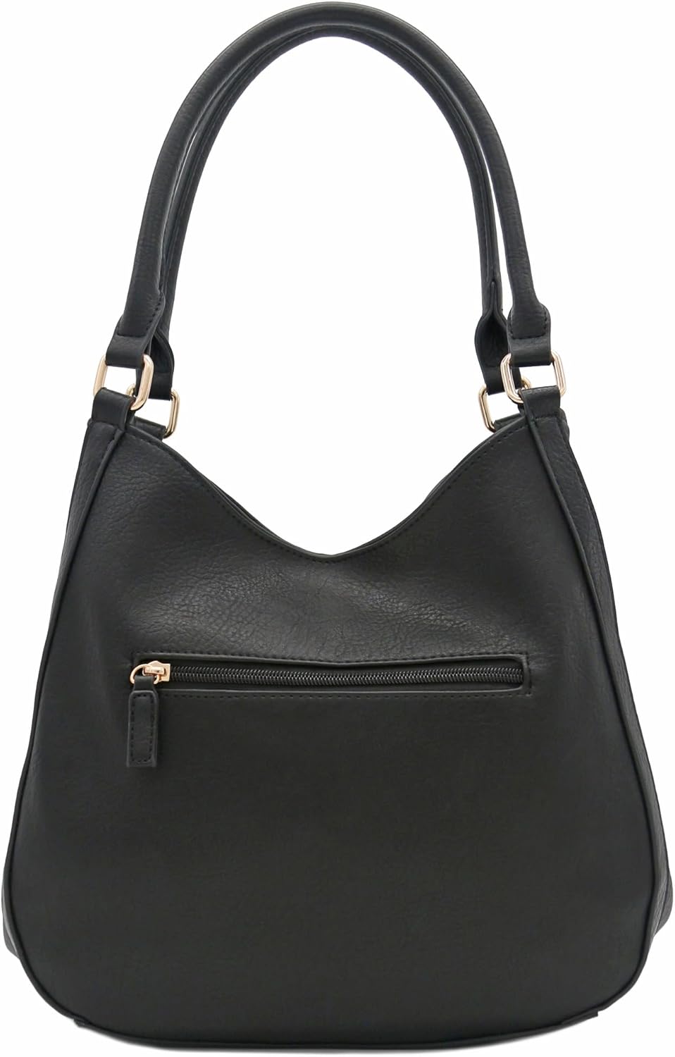 Leichte Hobo-Tasche aus Kunstleder mit 3 Fächern Schwarz, Schwarz