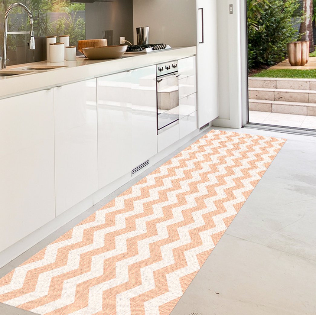 Viniliko Teppich, Vinyl, orange und weiss, 66 x 180 x 3 cm 66x180x3 cm Orange und Weiss, 66 x 180 cm