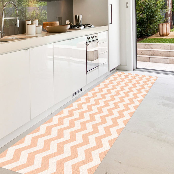 Viniliko Teppich, Vinyl, orange und weiss, 66 x 180 x 3 cm 66x180x3 cm Orange und Weiss, 66 x 180 cm