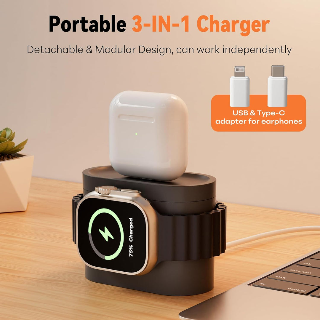 5 in 1 Induktive Ladestation für A-pple Watch und Phone 17/16/15/14-11 Serie und air-pods, 15W Wirel