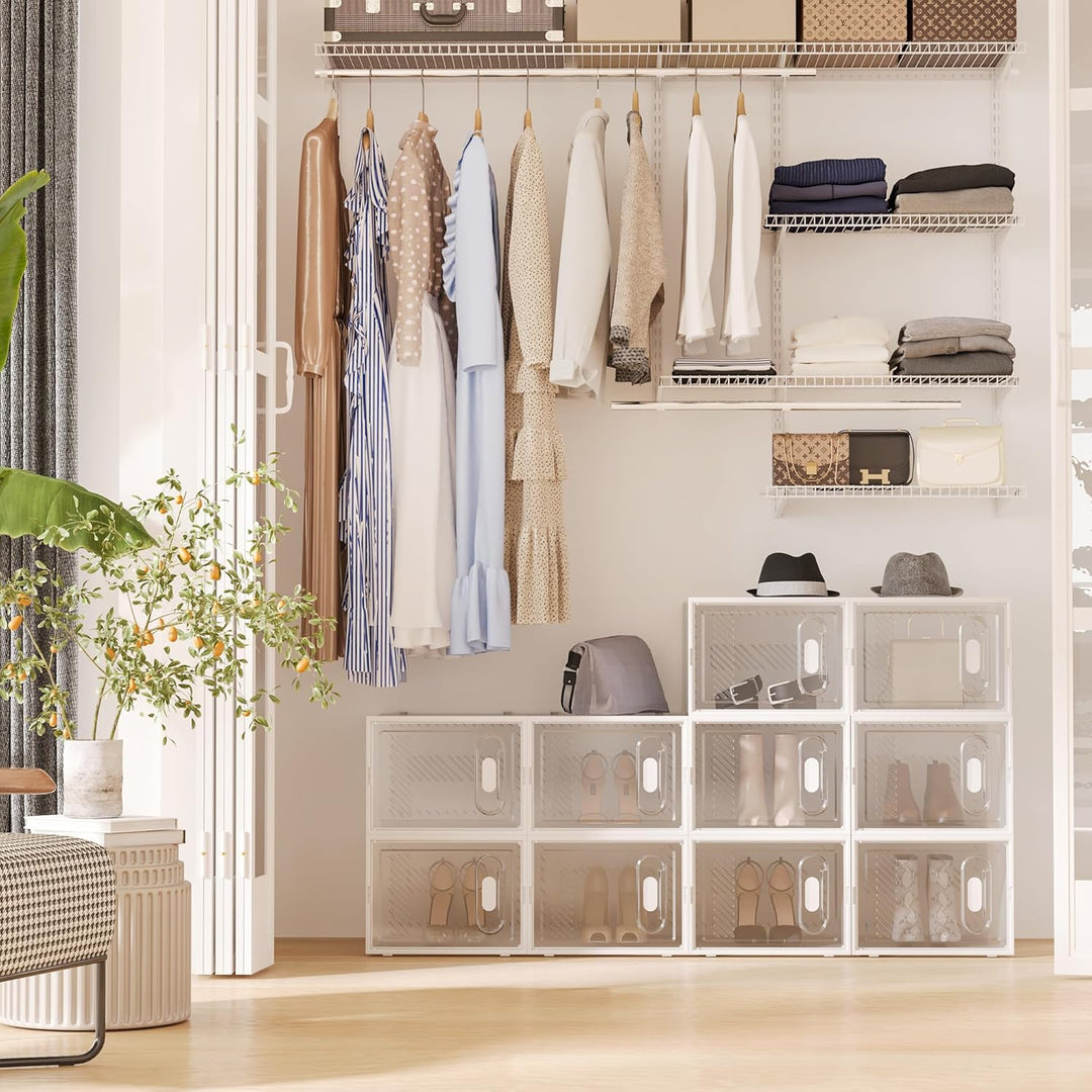 HOMCOM Schuhboxen 18er Set Schuhkarton stapelbar Schuhorganizer Schuhaufbewahrung Aufbewahrungsboxen