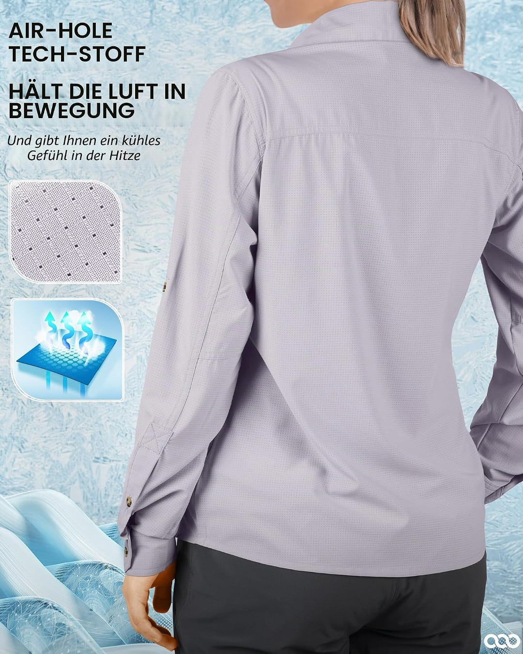 33,000ft Hemd Damen UPF50+ UV Schutz Outdoorhemd Schnelltrocknend Freizeithemd Langarm Funktionshemd