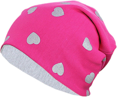 TupTam Unisex Kinder Beanie Mütze Schlauchschal Set 54-56 Herzen Glitzer Grau / Amaranth Grau Melier