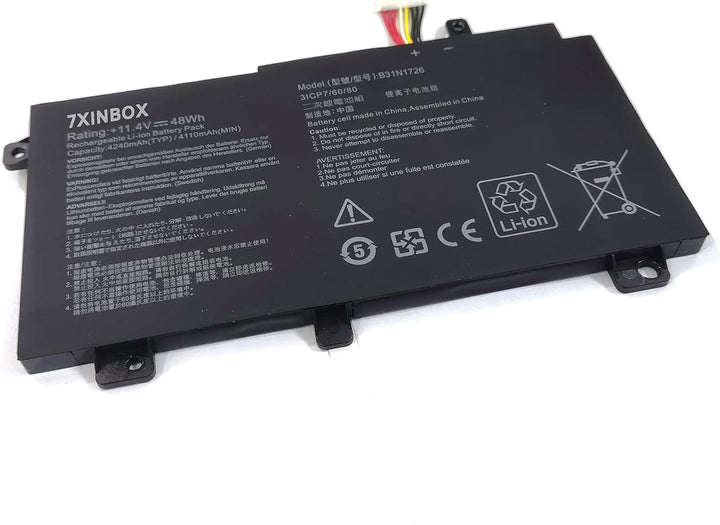 7XINbox B31N1726 11,4V 48Wh 4240mAh Laptop Akku Ersatz für ASUS FX80 FX80GM FX80GE FX80GD FX86 FX86F