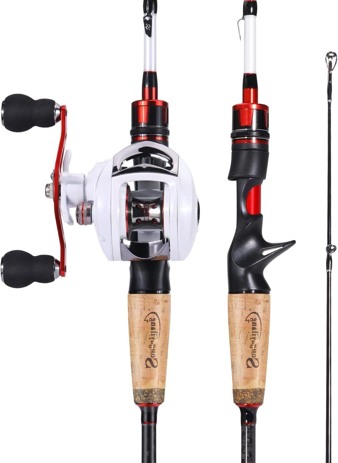 Sougayilang Casting Angelrute und Rollen-Kombi, 1.8m/2.1m MH Angelrute mit Baitcasting Rollen-Kombin