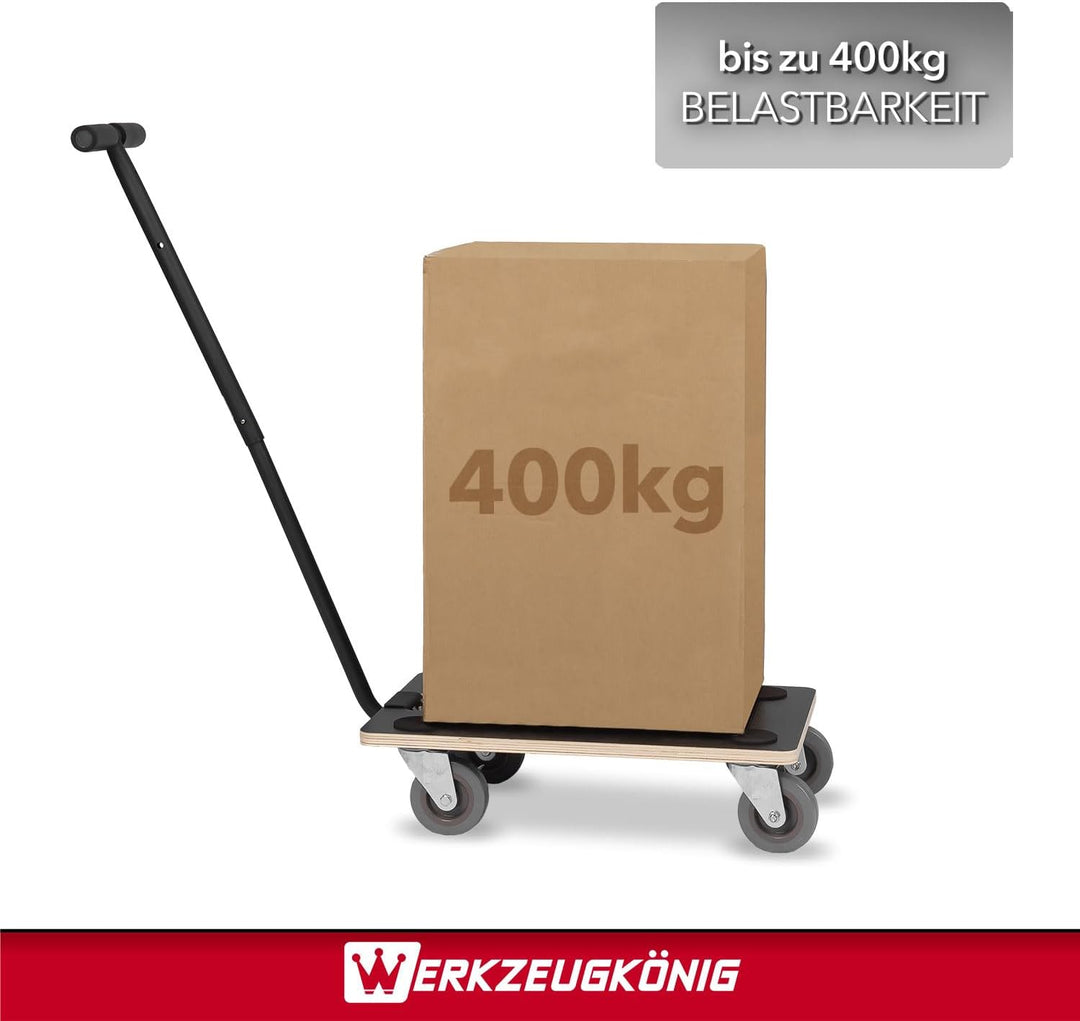 Transportroller 400 kg - Rollbrett 55 x 34,5 cm - Multiplexplatte Siebdruckbeschichtung - Vollgummir
