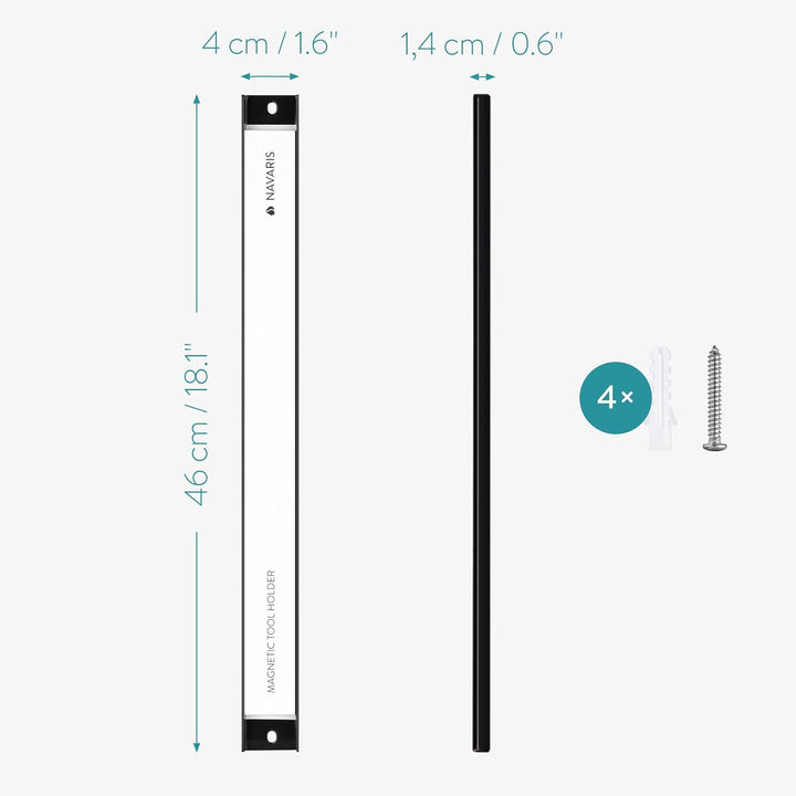 Navaris 2x Werkzeug Magnetleiste 45,7cm lang - Werkzeughalter Magnetband Wand Leiste Magnethalter -