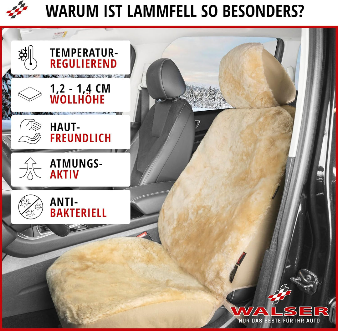 WALSER Autositzbezug Lammfell Lammfellbezug Autoschonbezug Lammfell beige 20019 Beige Standard, Beig