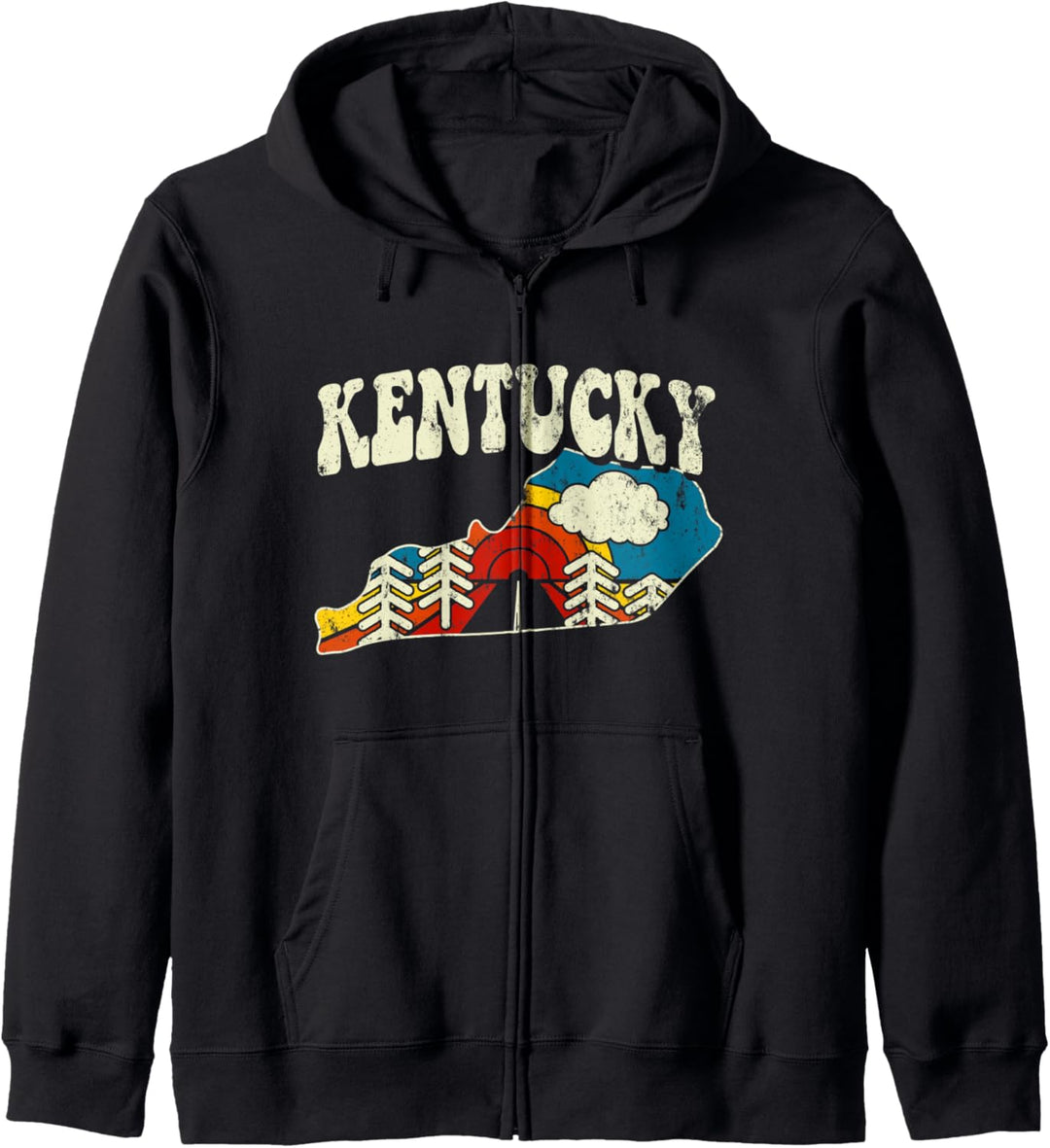 Kentucky Vintage State Rainbow Hippie Retro Karte der 70er Jahre Kapuzenjacke