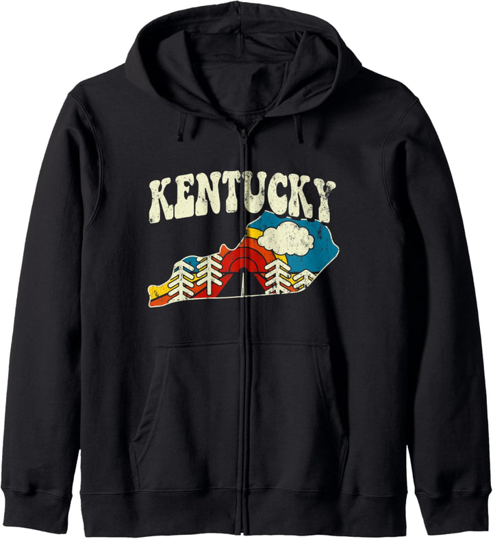 Kentucky Vintage State Rainbow Hippie Retro Karte der 70er Jahre Kapuzenjacke