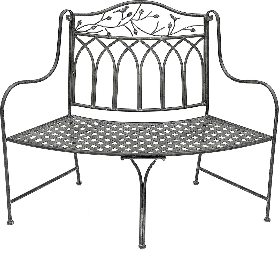 DanDiBo Gartenbank Wetterfest Halbrund aus Metall Braun 96002 125 cm Bank Metallbank Sitzbank Garten