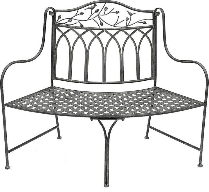 DanDiBo Gartenbank Wetterfest Halbrund aus Metall Braun 96002 125 cm Bank Metallbank Sitzbank Garten