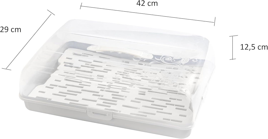 BranQ - Home essential rechteckiger Kuchenbehälter mit 2 Kühleinsätzen, aus Kunststoff (PP), mit hoh