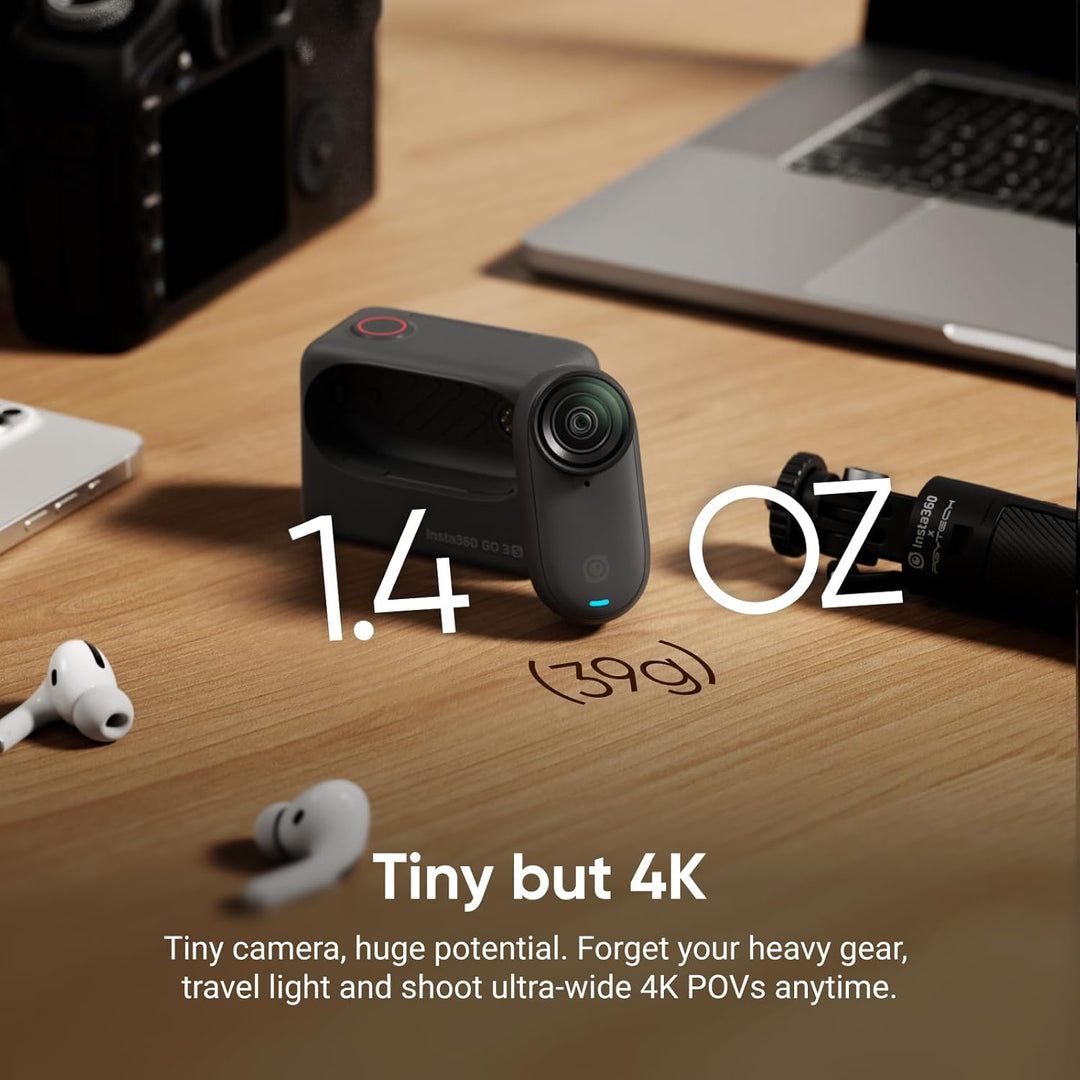 Insta360 GO 3S 64 GB Nachtschwarz - Tragbare 4K Mini-Kamera, Freihand-POVs, Überall anbringbar, Stab