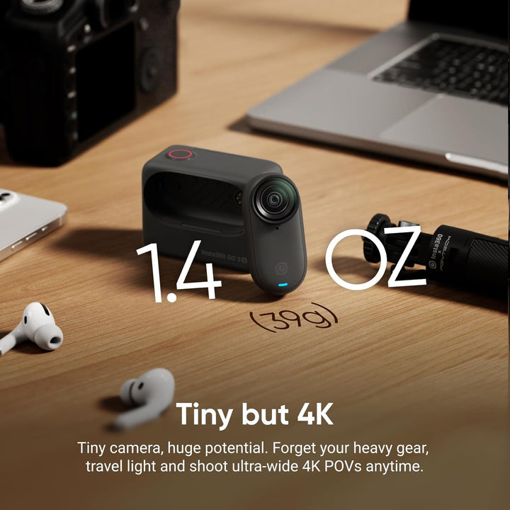 Insta360 GO 3S 64 GB Nachtschwarz - Tragbare 4K Mini-Kamera, Freihand-POVs, Überall anbringbar, Stab