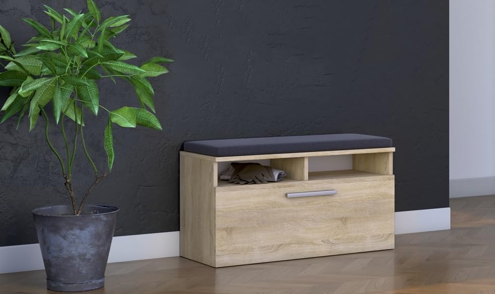 BDW Schuhschrank Schuhbank mit Sitzfläche Schuhregal, Schuhkipper, 85x35x45cm - Flur, Wohnzimmer, Sc