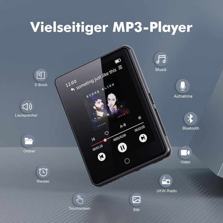 32GB MP3 Player mit Bluetooth 5.3, tragbarer MP3-Player mit Lautsprecher für Kinder HiFi-Klangqualit