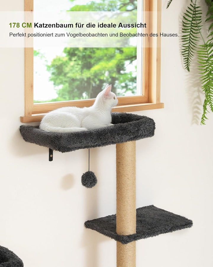 FUKUMARU Kletterwand Katzen-Set, 178 cm hoch, stabiles 3-in-1 Kratzbaum-Set aus mehrschichtigem Mass