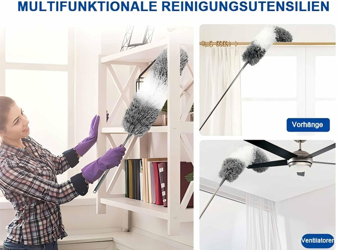 Staubwedel Teleskop Waschbar Mikrofaser Duster Lang Ausziehbar Bis 254cm,5 Stück Staubwedel Lang Aus