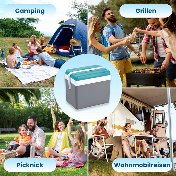 Kühlbox Passiv 35L – Tragbare Isolierbox ohne Strom, Campingbox für Auto, Picknick & Strand – Kompak