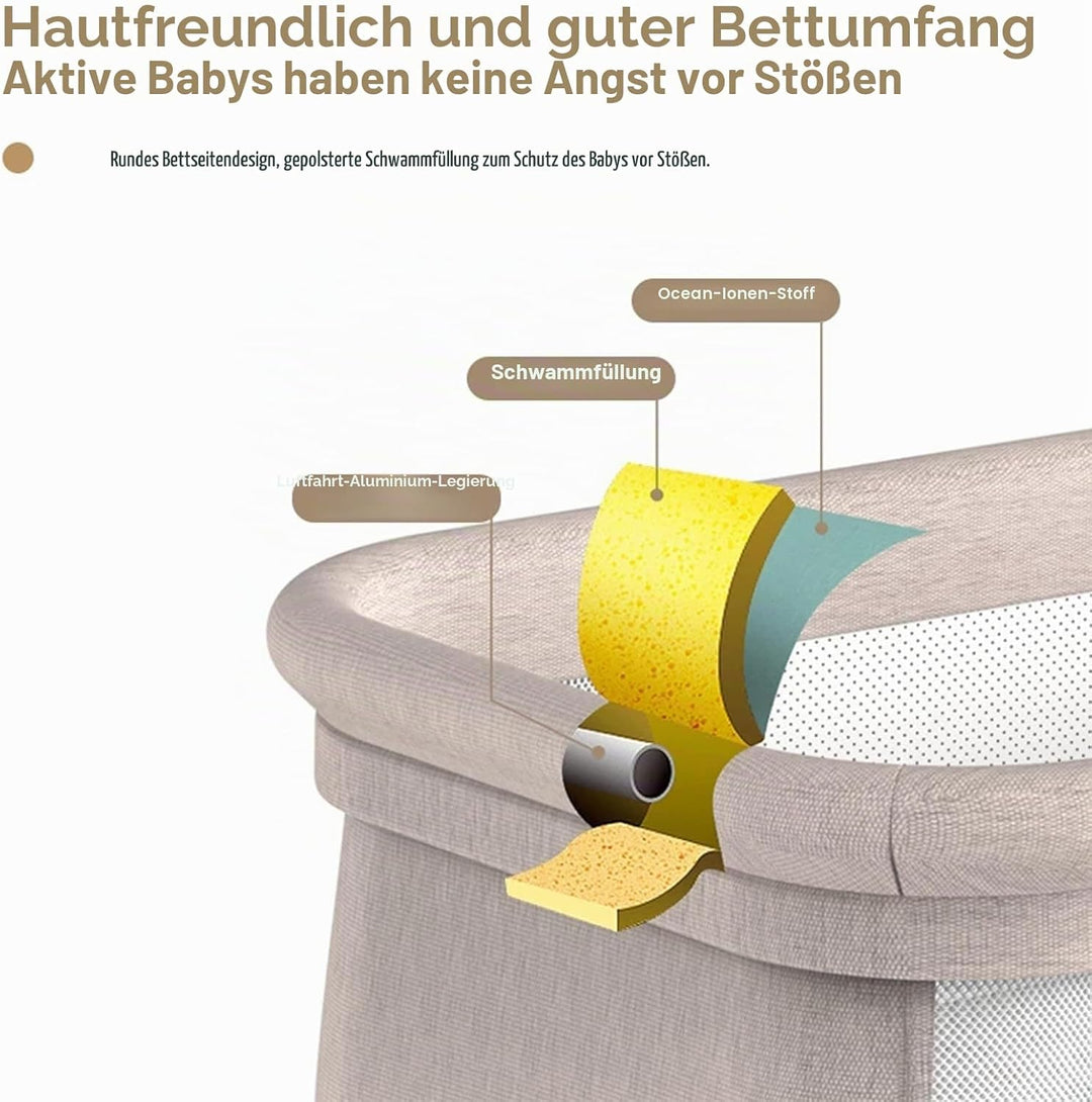 Beistellbett Baby, Convertible Grosser Raum Babybett für Co-Sleeping, Baby Beistellbett Boxspringbet