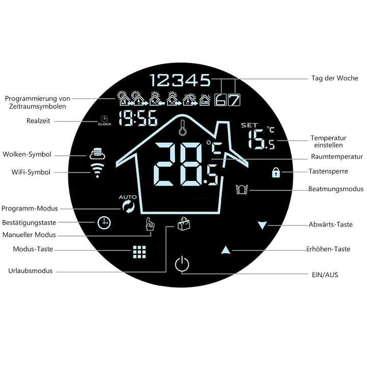 KETOTEK Thermostat Fussbodenheizung Wasser WiFi 3A Unterputz, Programmierbar Raumthermostat Fussbode