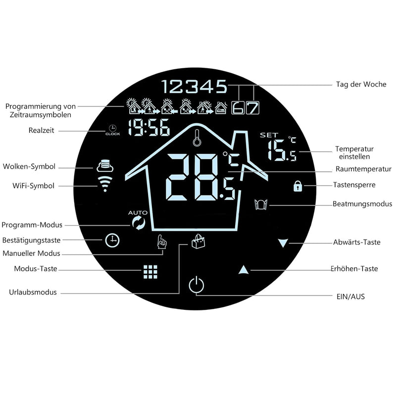 KETOTEK Thermostat Fussbodenheizung Wasser WiFi 3A Unterputz, Programmierbar Raumthermostat Fussbode