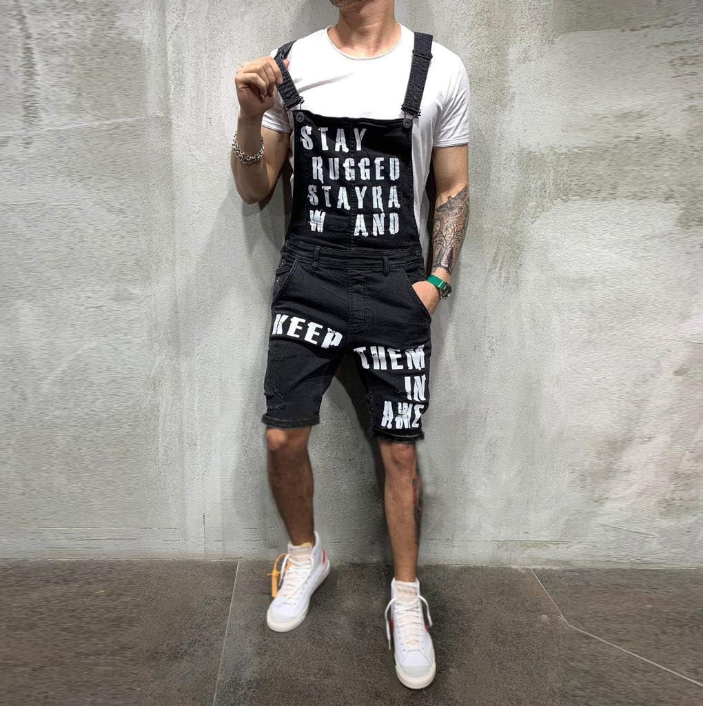 Ansenesna Latzhose Herren Jeans Zerrissen Löcher Kurz Jumpsuit Männer Sommer Destroyed Risse Ripped