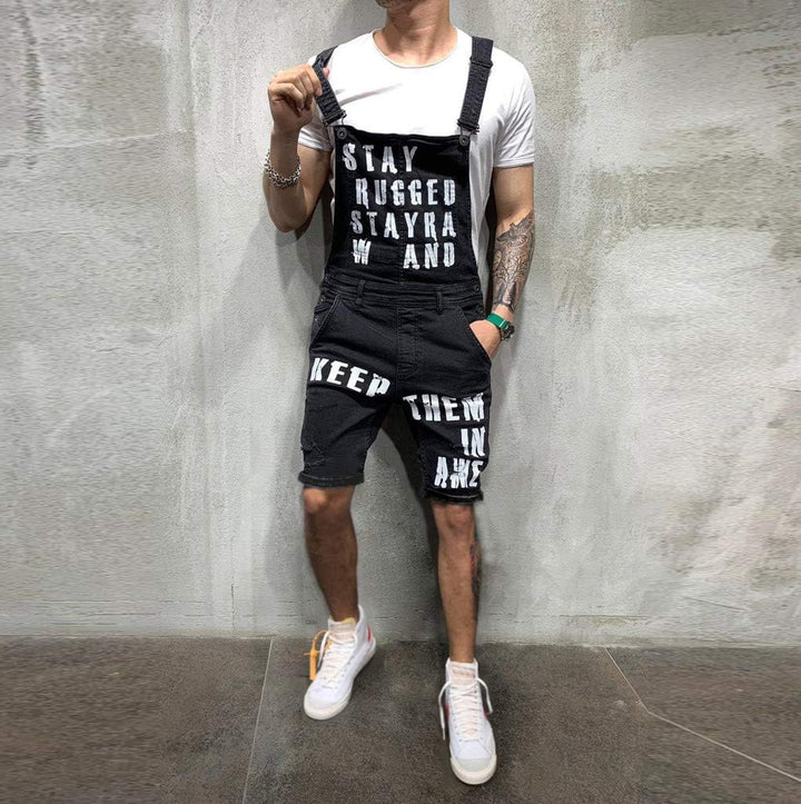 Ansenesna Latzhose Herren Jeans Zerrissen Löcher Kurz Jumpsuit Männer Sommer Destroyed Risse Ripped
