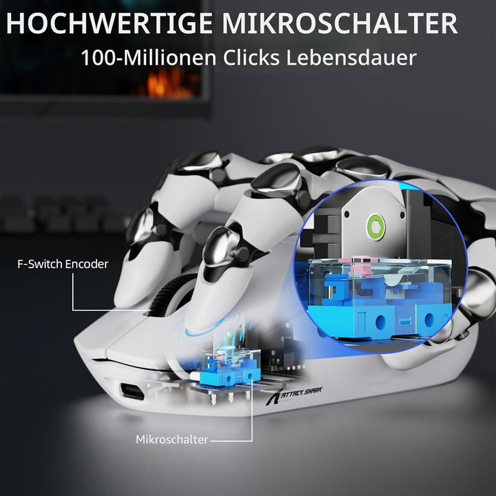 ATTACK SHARK G3PRO Kabellose Gaming-Maus mit Magnetischer Ladestation, PixArt PAW3311-Sensor, Bis zu